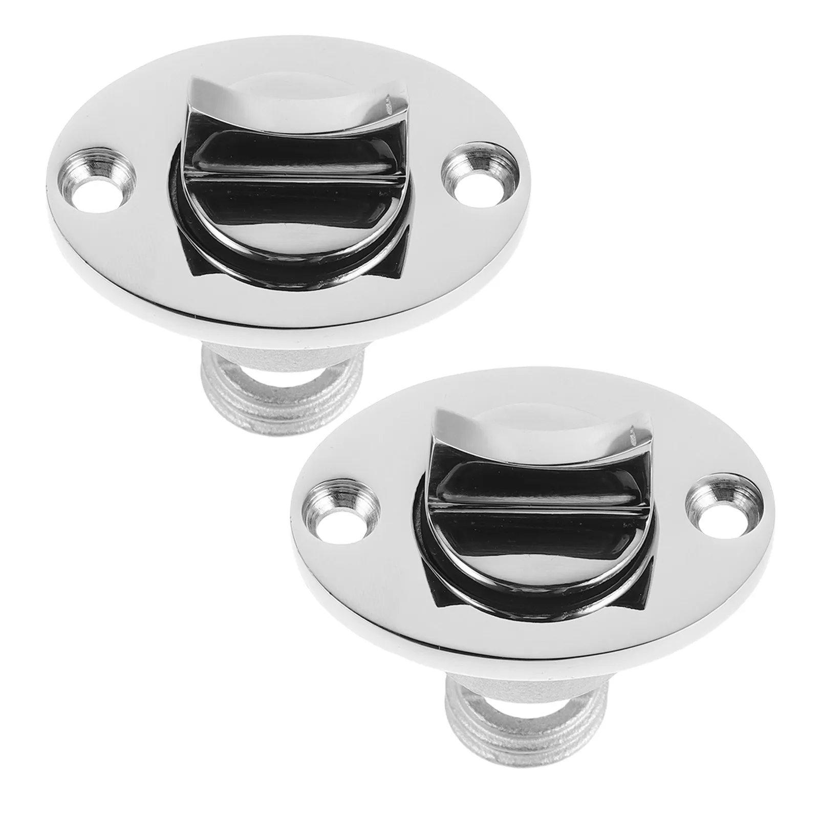2Pcs Marine Stainless Steel Boat Drain Plugs Replacement Oval Transom Garboard Plugs for Yachts Kayaks Fishing Boats Bilge Drain