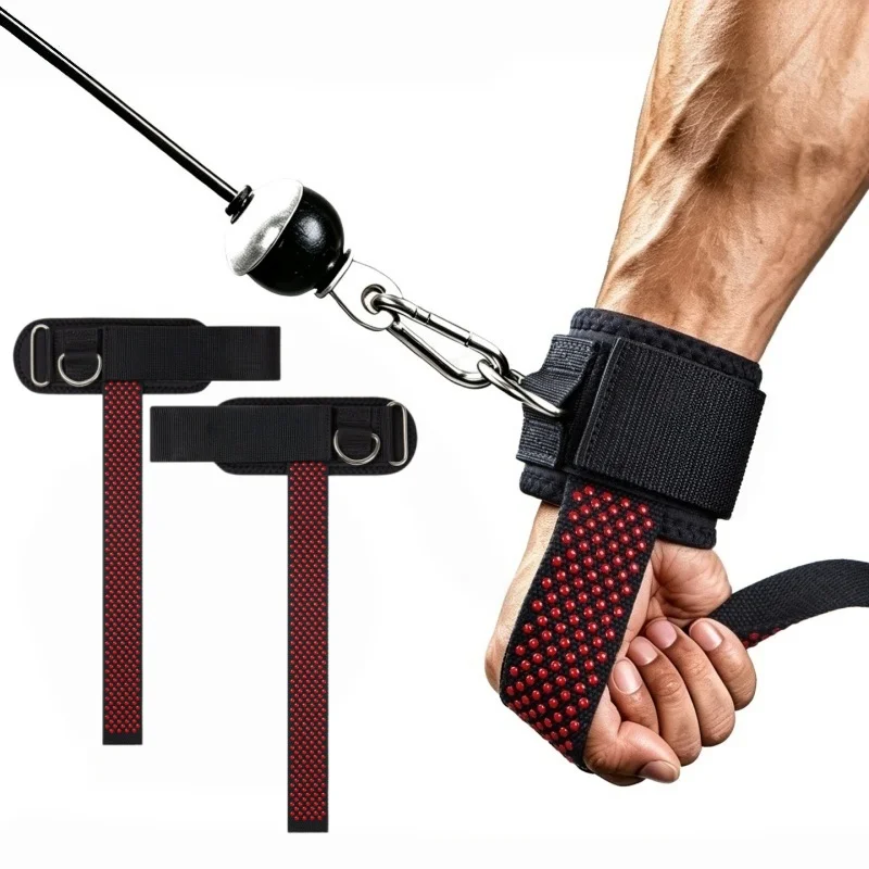 2-in-1 Weight Lifting Strap W/ Cuffed D Ring & Silicone Wrist Support Lifting Strap for Weightlifting Gym Training Enhanced Grip
