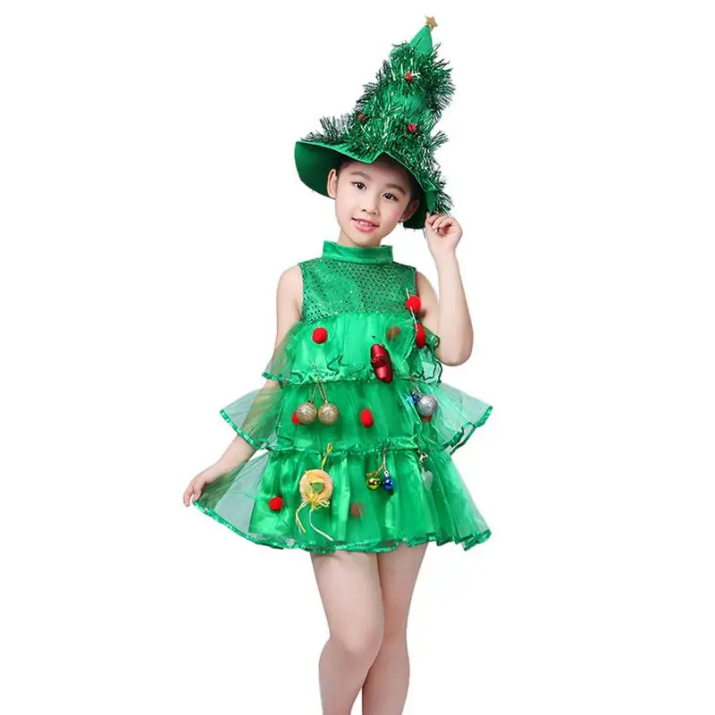 

Christmas Tree Costume Toddler Green Sleeveless Dress Christmas Tree Shape Festival Clothing for Grils Cosplay Carnival