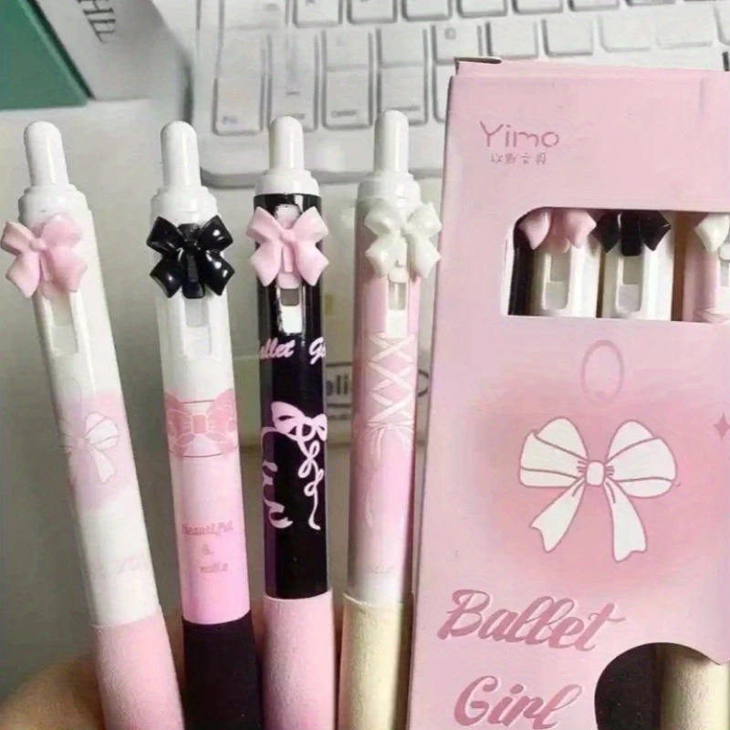 4 Pcs Cute Retractable Pens Cartoon Gel Pens Pens Soft Grip Pens, 0.5mm Black Ink Pen Aesthetic Pens Kawaii Office School Pens S