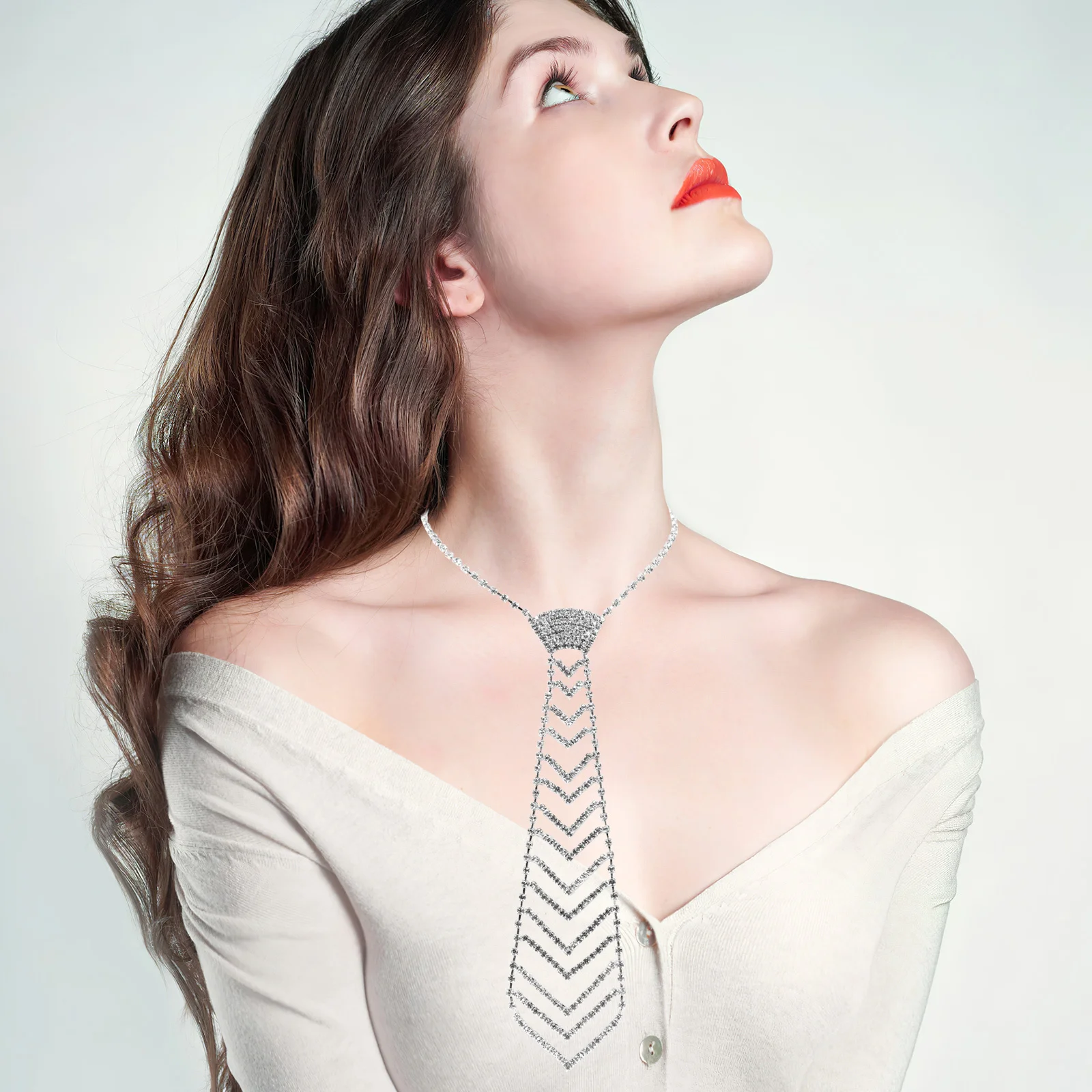 2 قطع السهم حجر الراين ربطة العنق قابل للتعديل البريق سلسلة مجوهرات لحفل الزفاف تأثيري العرائس الرجال النساء الأزياء المختنق