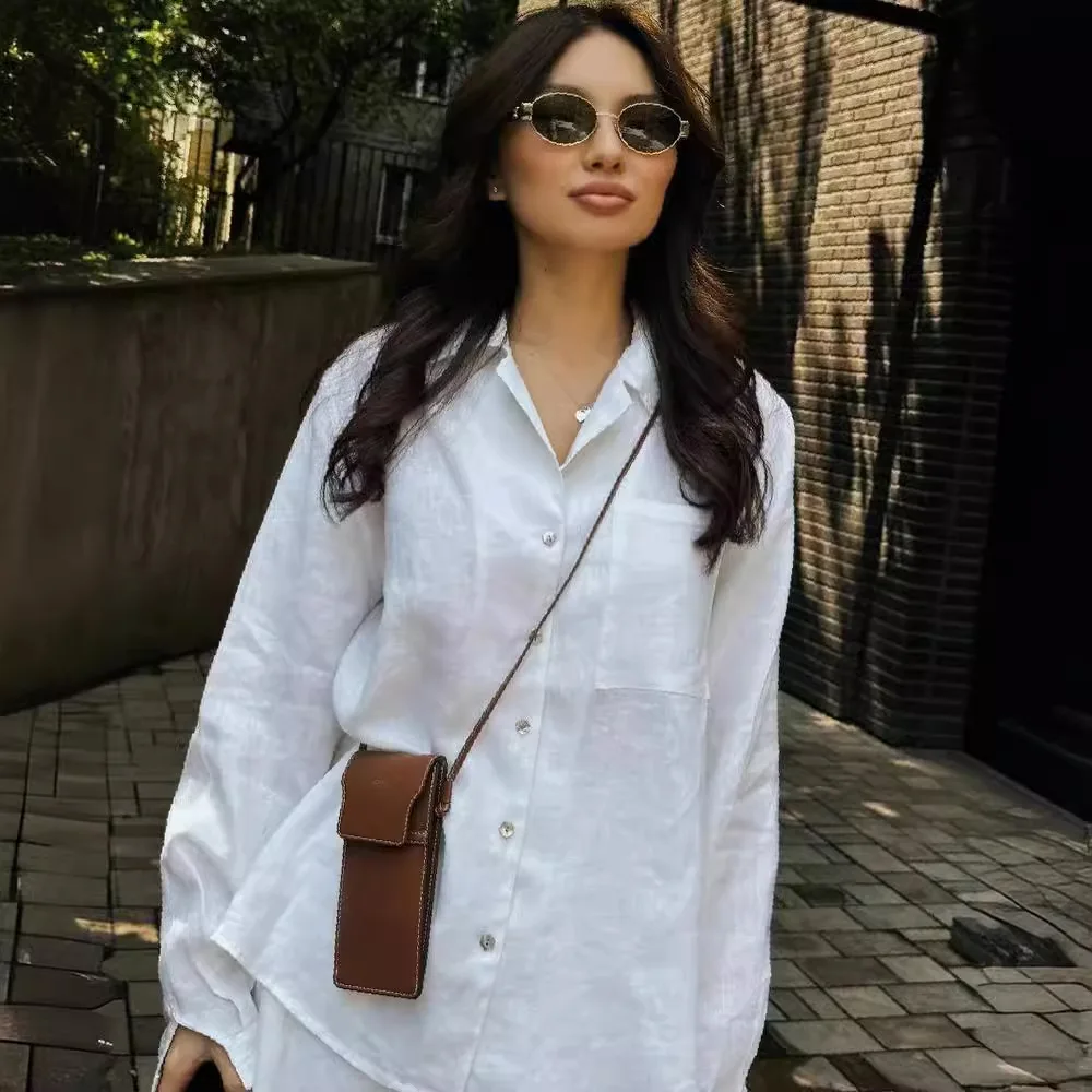 Women 2 Piece Set Blouse Long Skirt Suit Pockets Single Breasted Top Muslim Arabic Skirts Outfits Morocco Dubai Casual Ensemble 3