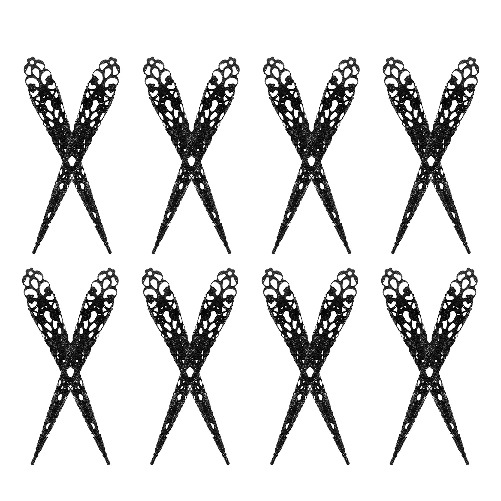 

30 шт., чехлы для ногтей на Хэллоуин, черные металлические кончики ногтей, древние кольца с когтями на кончиках пальцев для косплея, костюм для вечеринки