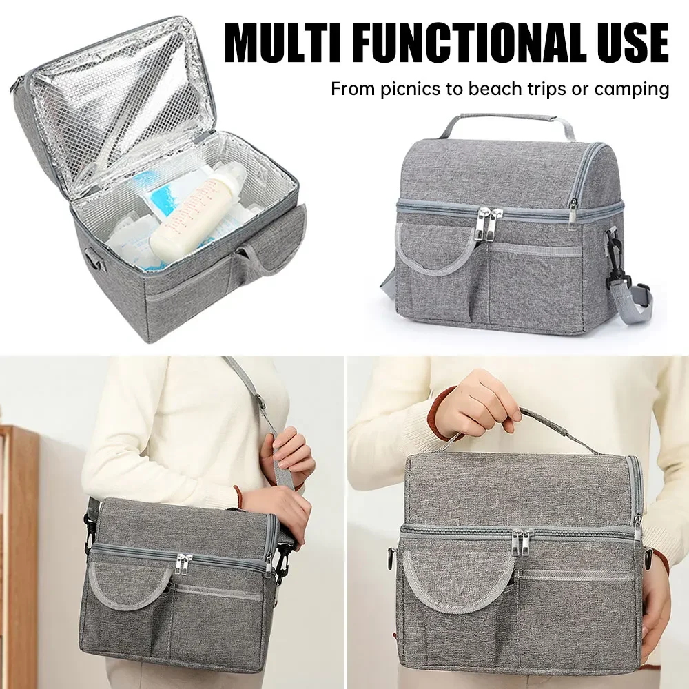 Double Layer Insulation Bag Mommy Bag Milk Storage Breast Pump Maternity Cooler Double Layer Insulation Fresh Keeping Baby Food