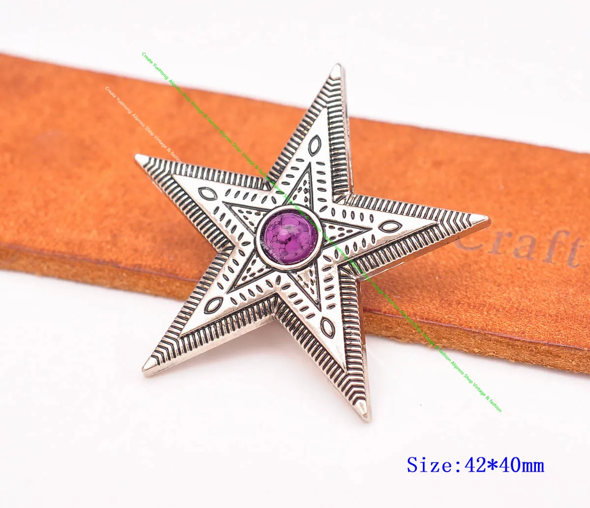 10pc/set Antique Silver Western Cowboy Flower Ranger Star Leathercraft Belt Saddle Accessories Purple Bead Concho Screwback
