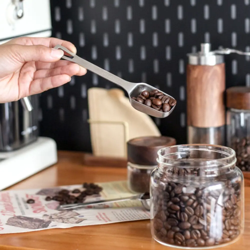 304 Stainless Steel Square Head Measuring Spoon 15 ML With Scaled Seasoning Spoon Hanging Hole Long Handle Coffee Scoop Baking