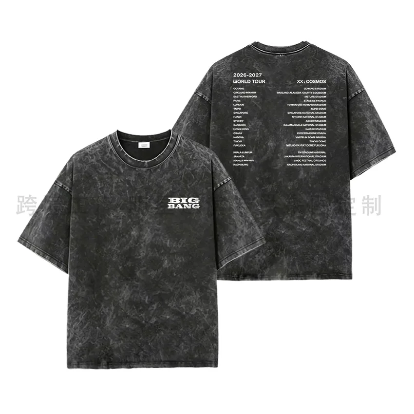 Tour XX: COSMOS washed old printed T-shirt fan support round neck short sleeved top in multiple colors