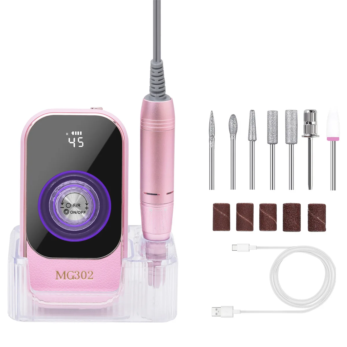 

Беспроводная электрическая шлифовальная машина 45000 об/мин со сверлом и основанием для удаления акриловых ногтей, гель-полировка ногтей, маникюрный салон, дом