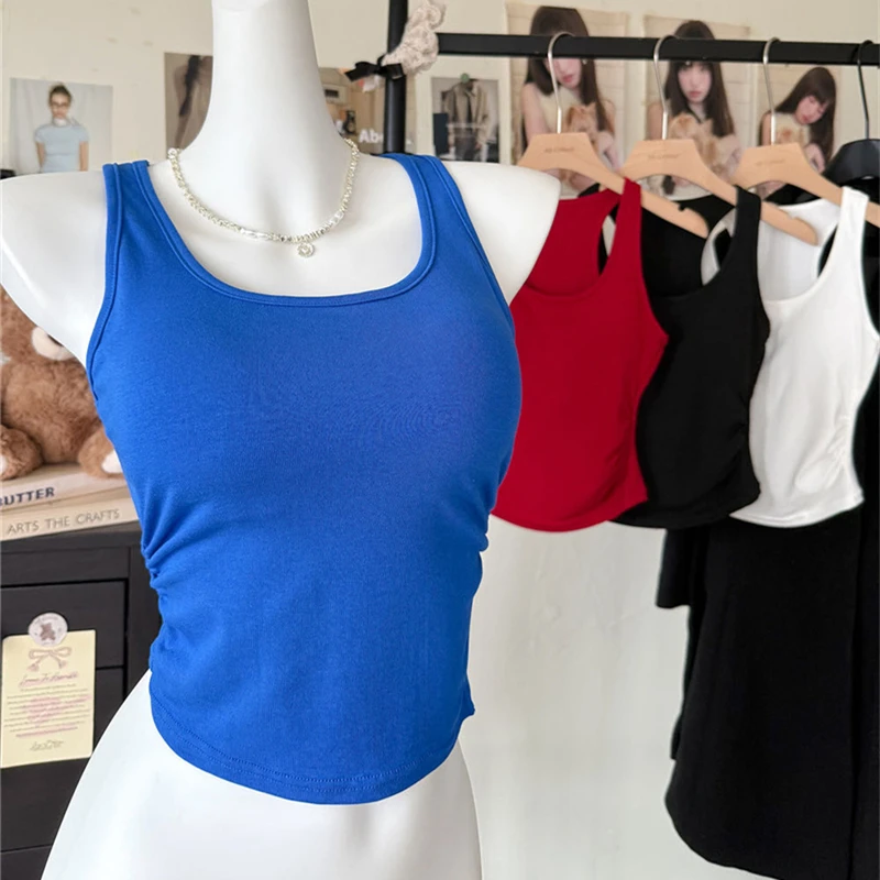 

In Stock Summer New Halter Neck Racerback Sexy Outerwear with Chest Pad Beautiful Back Tank Top