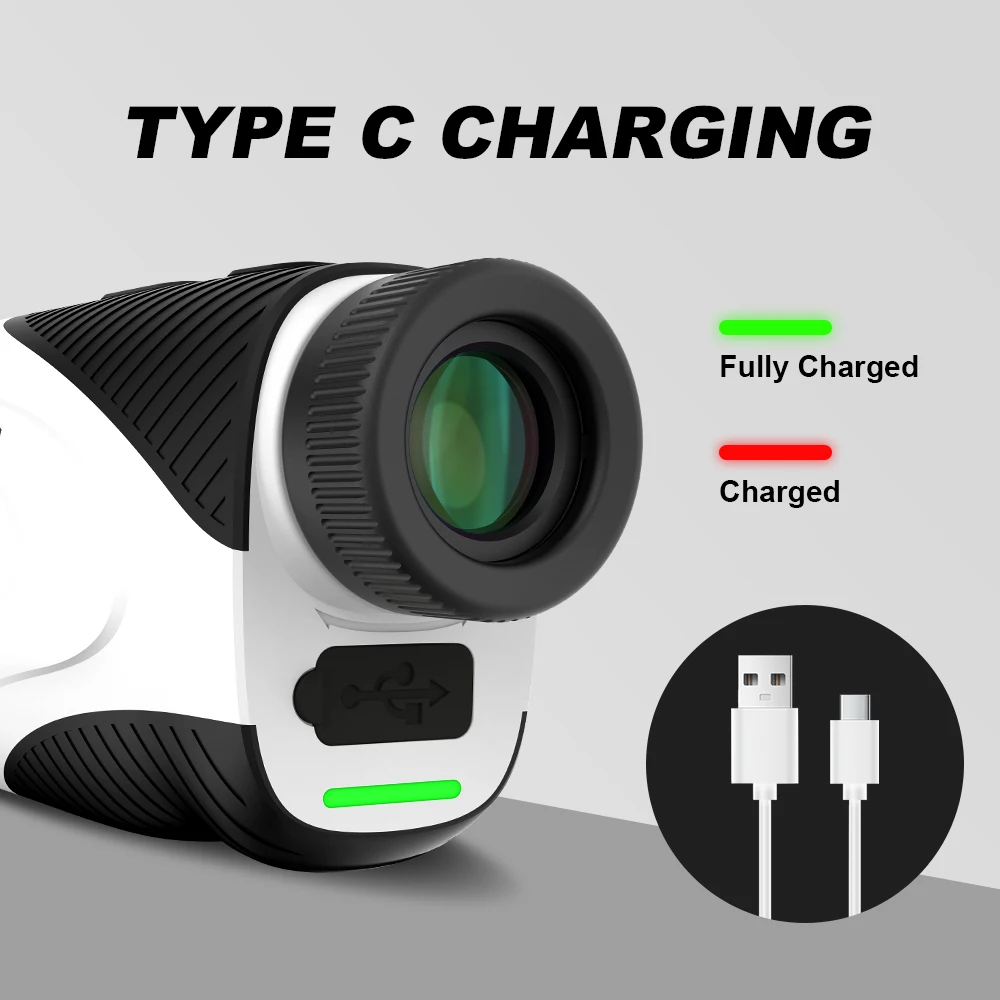 REVASRI 650 ياردة جهاز تحديد المدى الصغير للجولف مع مفتاح منحدر وشريط مغناطيسي وقفل العلم الاهتزاز 6X التكبير شحن من النوع C #4