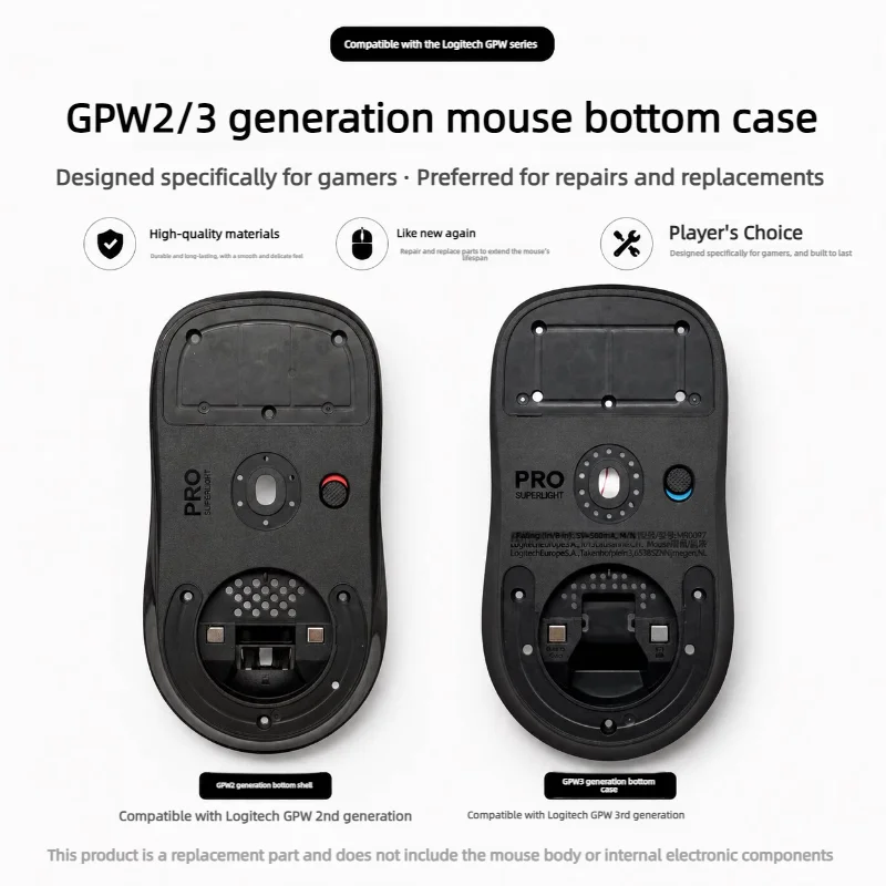 Replacement Mouse Bottom Case For Logitech Gpw2 Gpw3 G Pro X Superlight Bottom Cover  Gaming Mouse Repair Spare Parts