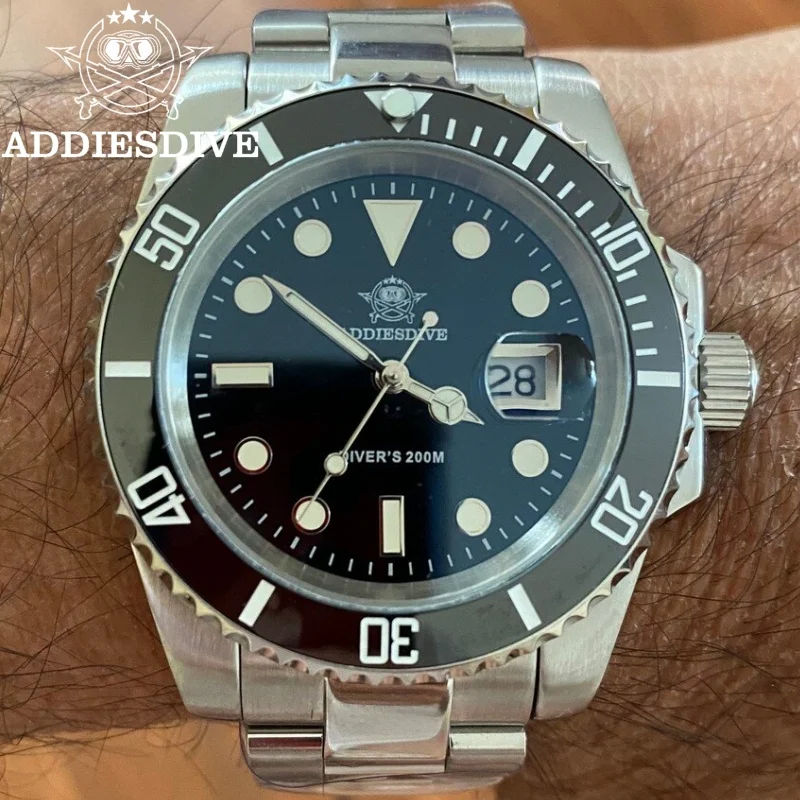 ADDIESDIVE Hot Sale Watch For Men 20Bar Waterproof 316L Stainless Steel C3 Super Luminous Sport Luxury Quartz Watch Reloj Hombre