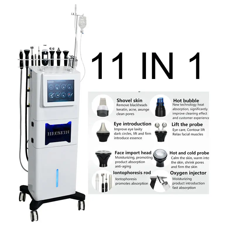 

Hot 11 in 1 Thermal Bubble Face Deep Cleansing Hydra Dermabrasion H2O2 Rejuvenation Oxygen Aqua Peeling Skin Management Machine