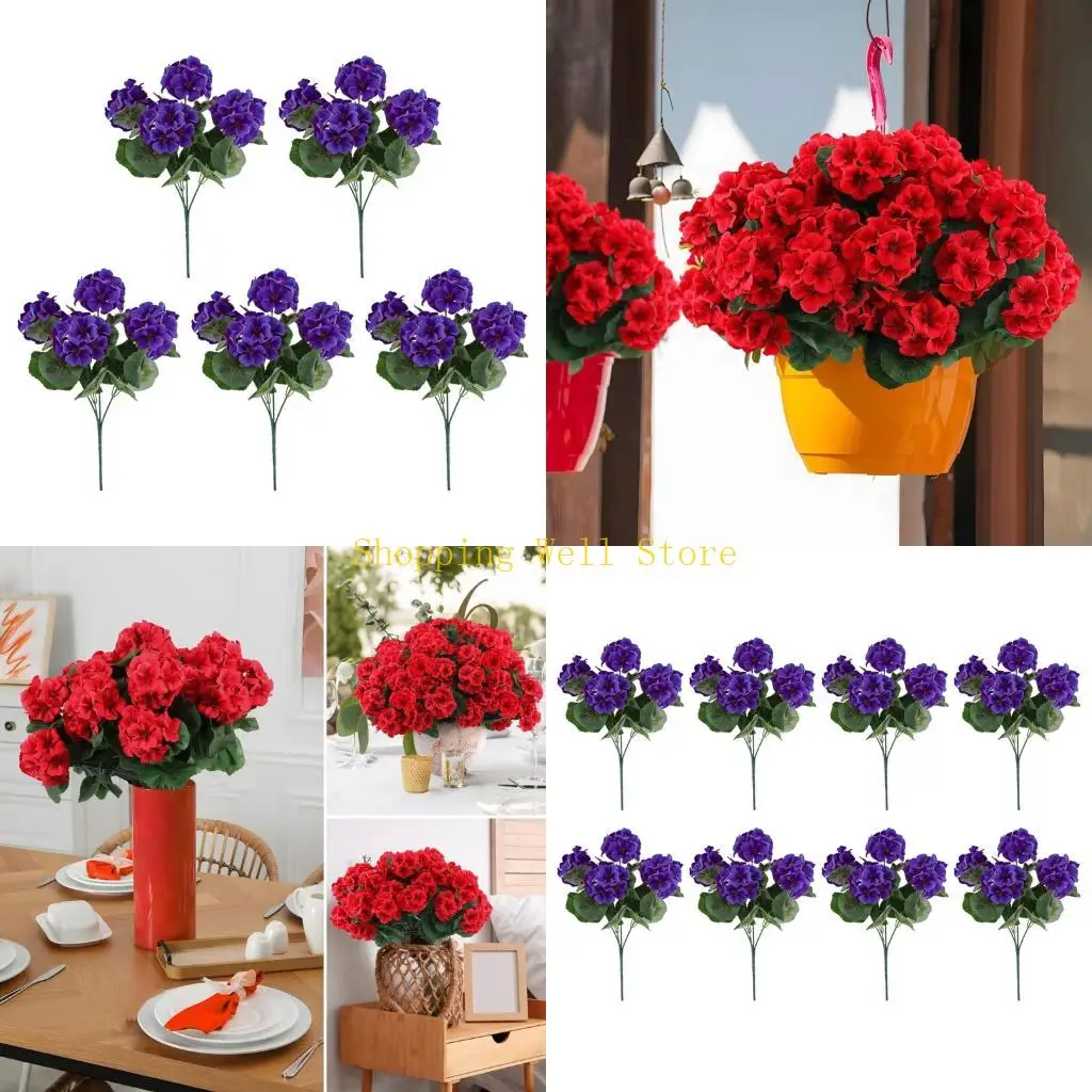

KX4B Artificial Silk Geranium Flower for Dining Table Wedding Floral Arrangements