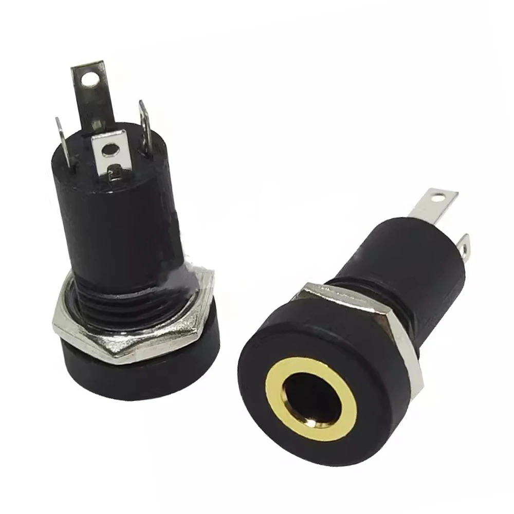 Headphone jack PJ392A PJ391 3.5MM Audio Video Socket Stereo with Nut Internal Thread 3PIN 4PIN Plug with Wire