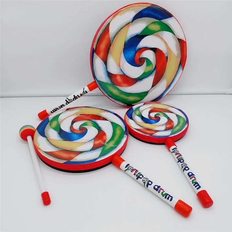 Lollipop Hand Drum 6 Inch / 8 Inch / 10 Inch Percussion Instruments Musical Learning Toy Infant Teaching Aids Lollipop Drums