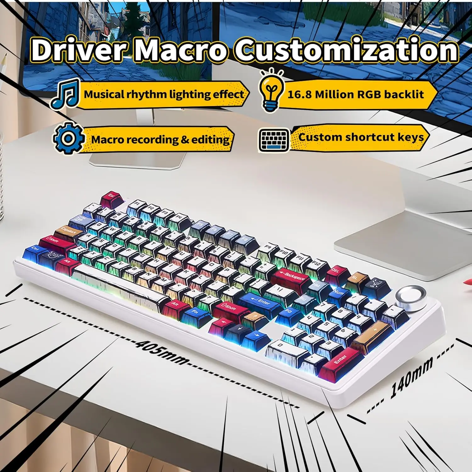 New AULA F75/F99 Pro Gaming Mechanical Keyboard PBT Comic Keycaps RGB Backlight Hot Plug Customized keyboard Keyboard for Office