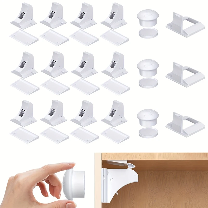 1set Kids Security Baby Lock Magnetic Child Lock Cabinet Drawer Door Lock Children Protection Lock No Drilling Baby Lock