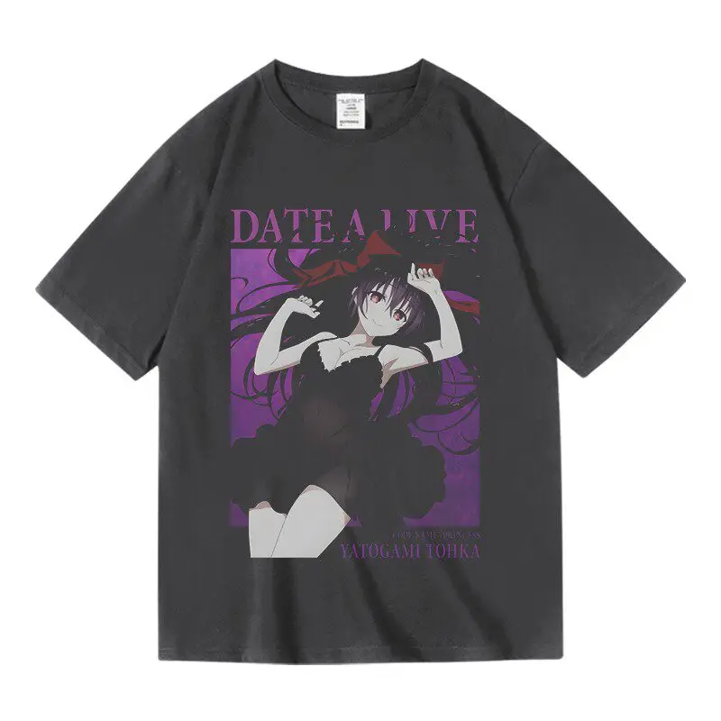 Anime DATE A LIVE Yatogami Tohka Cosplay Short Sleeve T Shirt Women Men Aesthetic Graphics Tshirt Cotton Tees Streetwear
