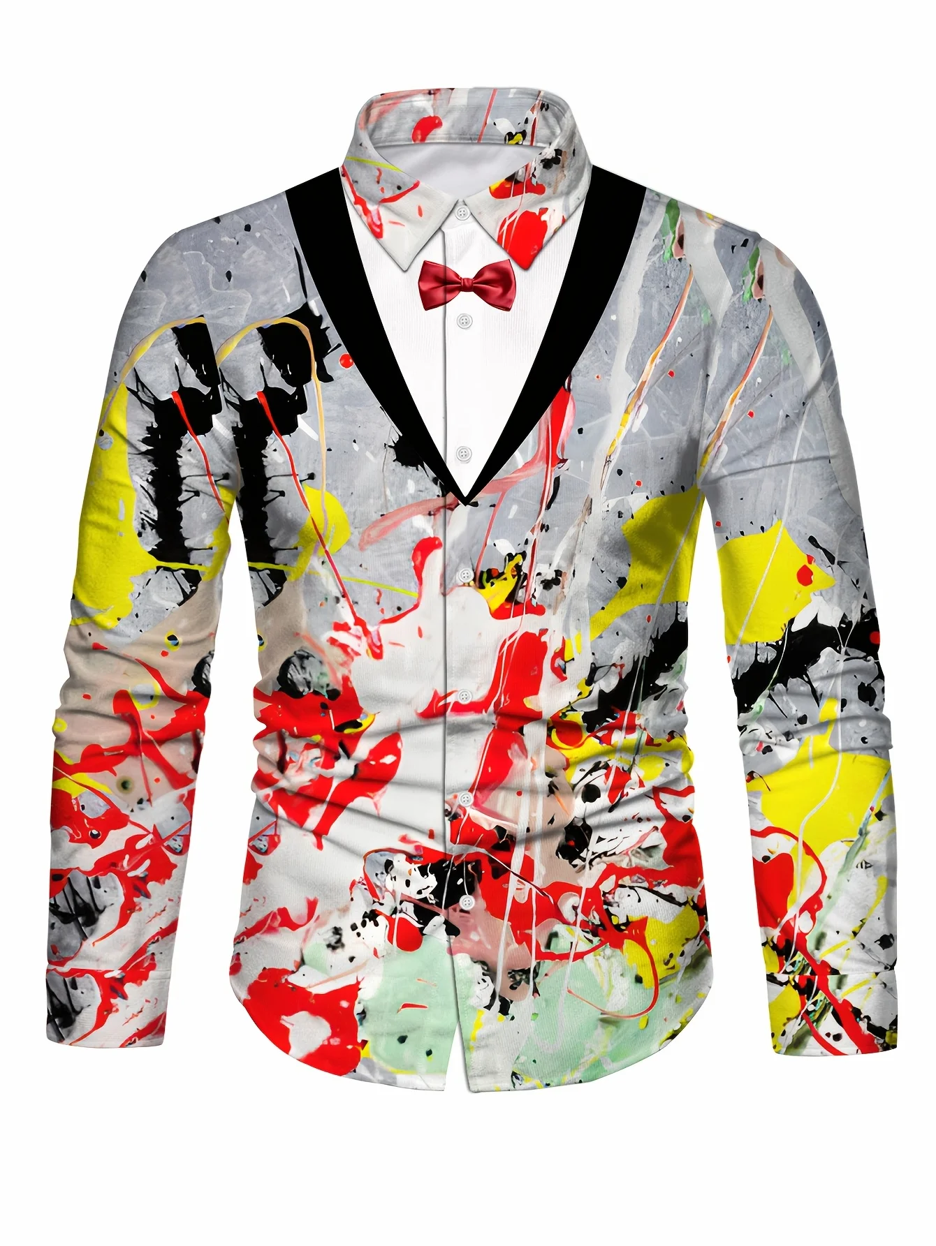 

Мужская рубашка из полиэфирной ткани с искусственным воротником, уличная одежда на пуговицах с длинными рукавами, модные топы с уличным дизайном