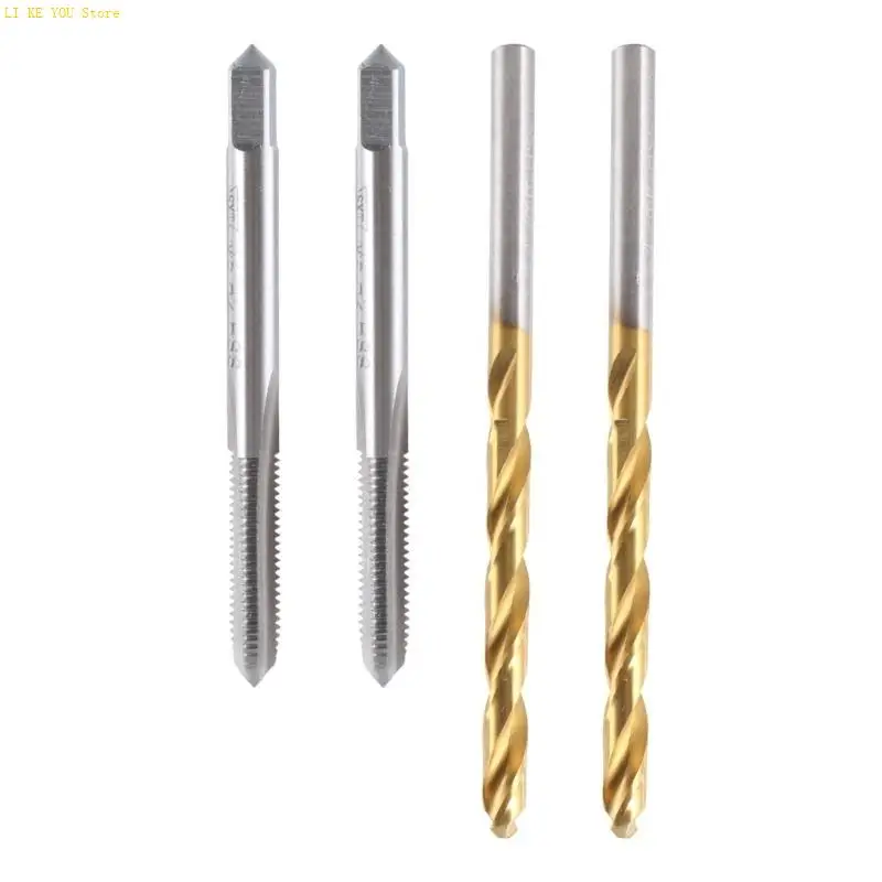 W3JE Professional M5x0.8 Spirals Flute Thread Tap Coated 4.2mm Twist Drill Bit Roasted Yellow, Screw Tapping Threading Tool