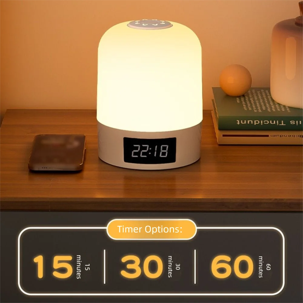 

3 Color Touch Night Light Digital Clock Eye Protection Bedroom Bedside Lamp Timer Function Adjustable Brightness LED Table Lamp