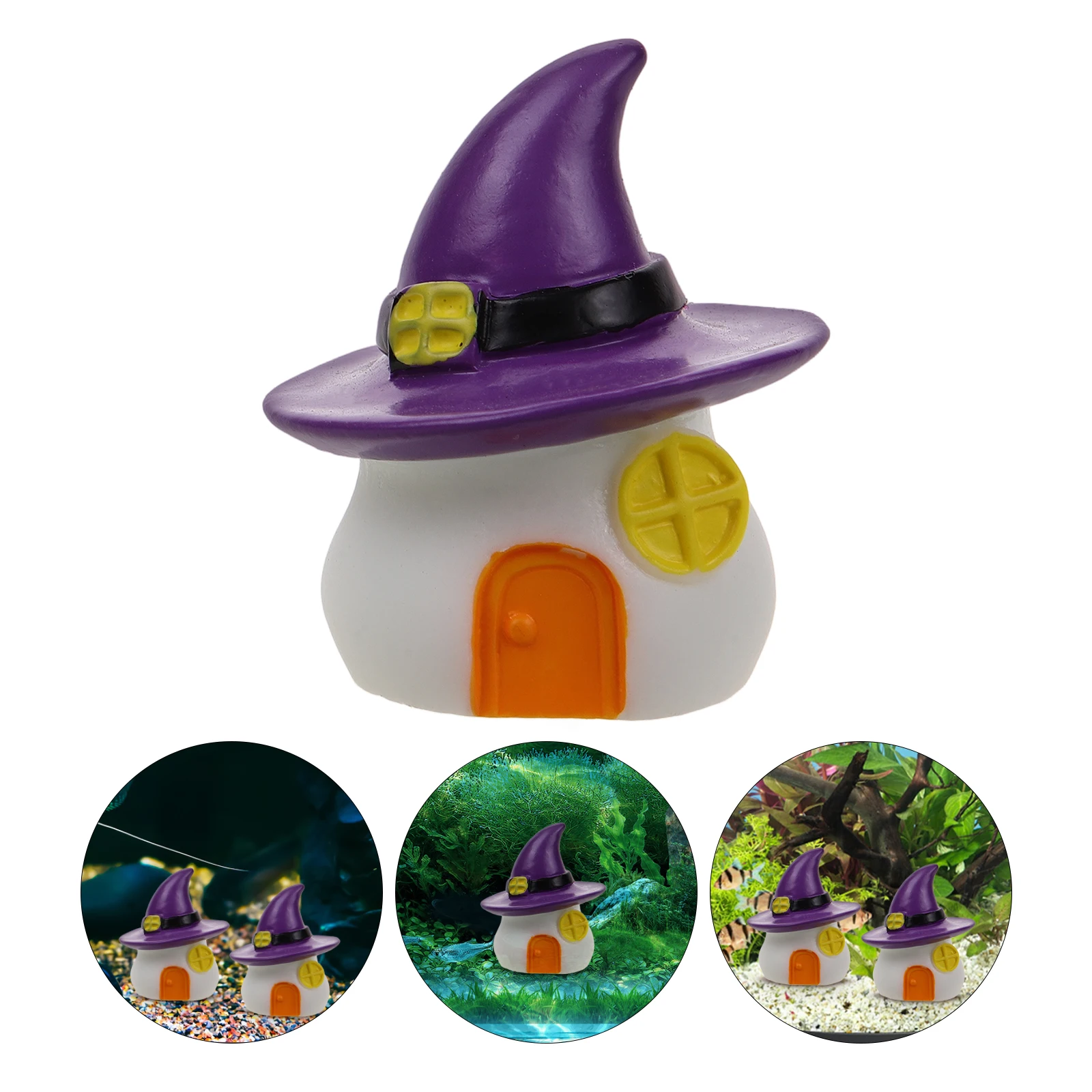 

2pcs Resin Halloween Miniature House Ornament Pumpkin Lantern Cottage For Mini Garden Terrarium Decoration Halloween Miniatures