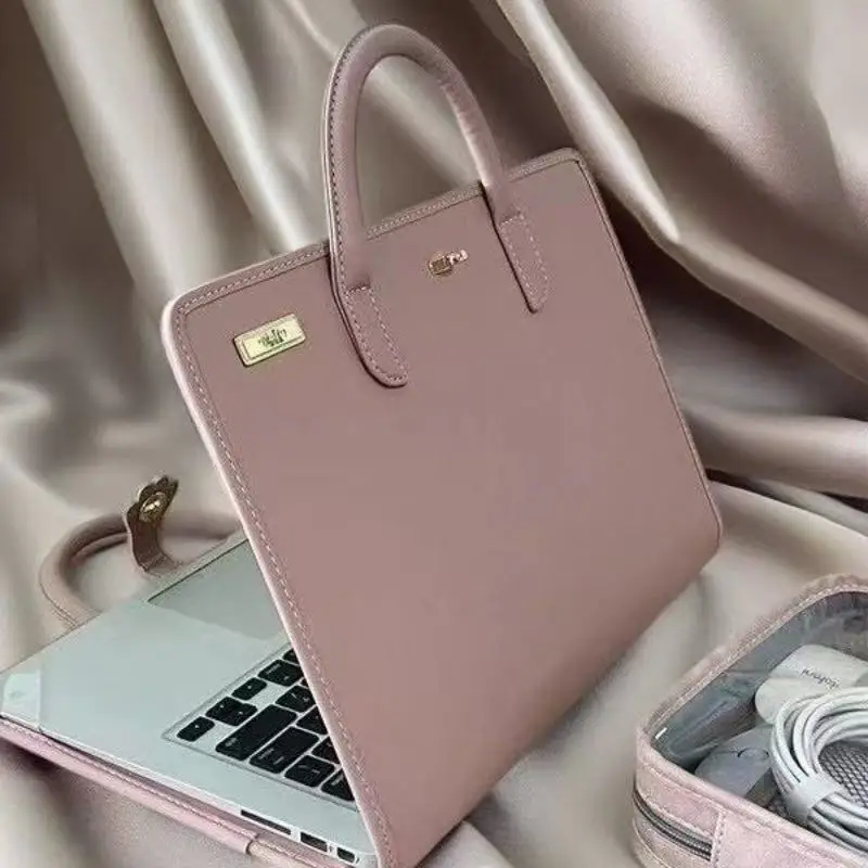 Leather Protective Cover Laptop Bag for Women Computer Bag Computer Protective Case Laptop Computer Carrying Case Pink 핸드백