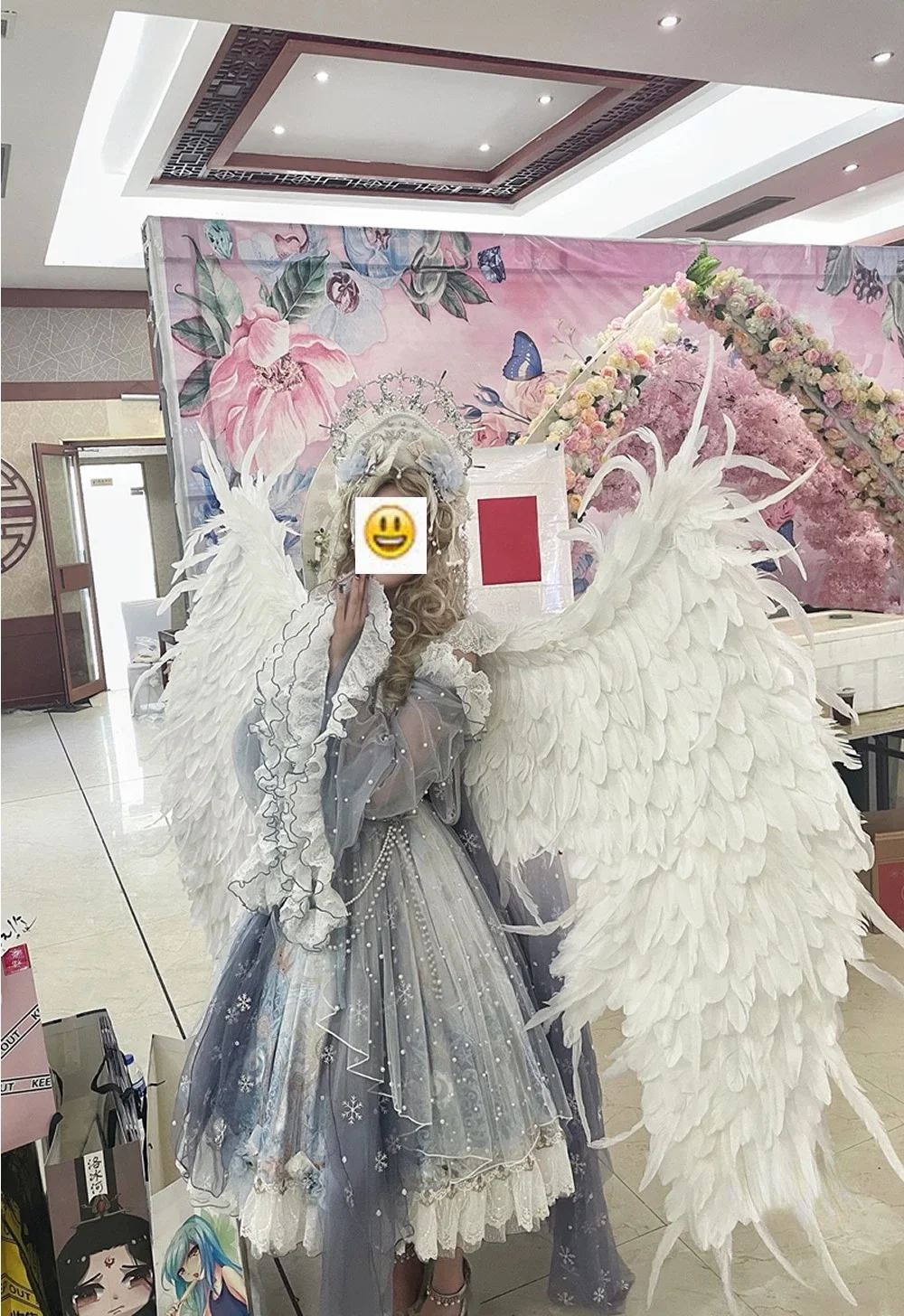 Large size creative props white Angel wings for activity Stage show Cosplay costume black Devil feather wings 160X130CM