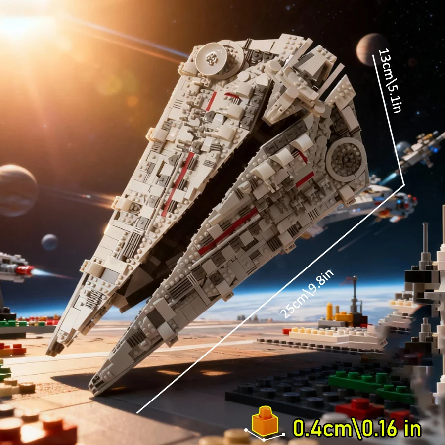 Mini Diamond Blocks Sci-Fi Starship Building Model, High-Difficulty Micro Brick Assembly Kit for Adults, Original Space