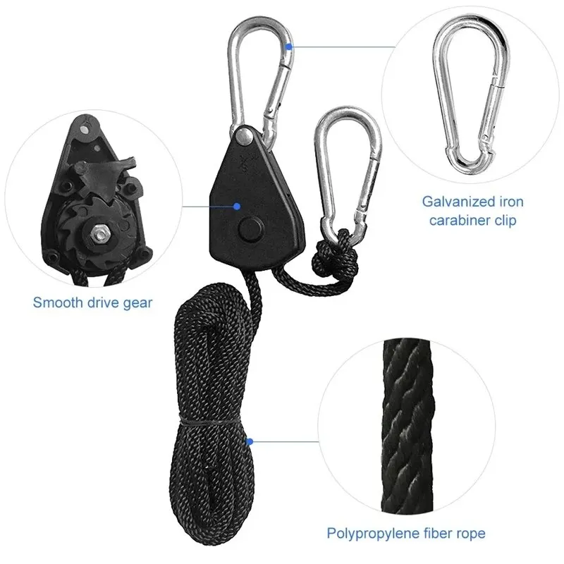 8/16 Stück 8-Zoll verstellbare verstärkte Aufhängehaken mit Ratsche für Zelt, Pflanzenlampe, Seil, Seilrolle, Haken, Gartengeräte – Detail 4