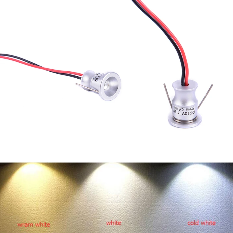 1W LED Warm White Mini Recessed Down Light DC12V 30° & 60° Light Beam Angle Mini Surface Mounted Light Led Spotlight Downlight