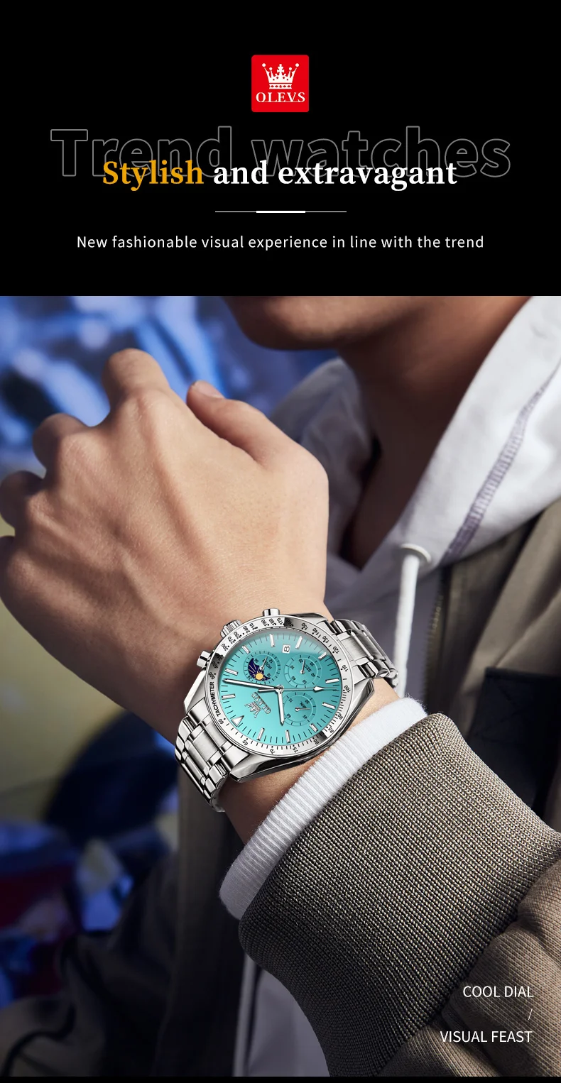 OLEVS Original Luxury Brand Watch Men 2024 NEW Multifunctional Chronograph Waterproof Luminous Trend Men's Wristwatches