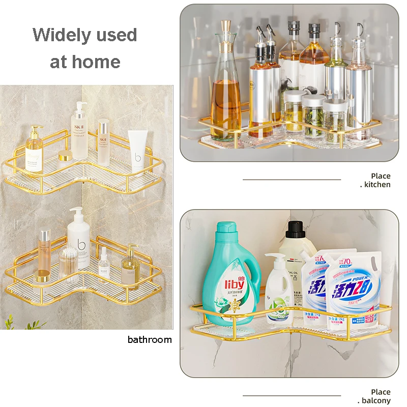 Luxury Acrylic Bathroom Shelf without Drilling Corner Shelf For Shower Kitchen Toilet Skincare Organizer Bathroom Accessories