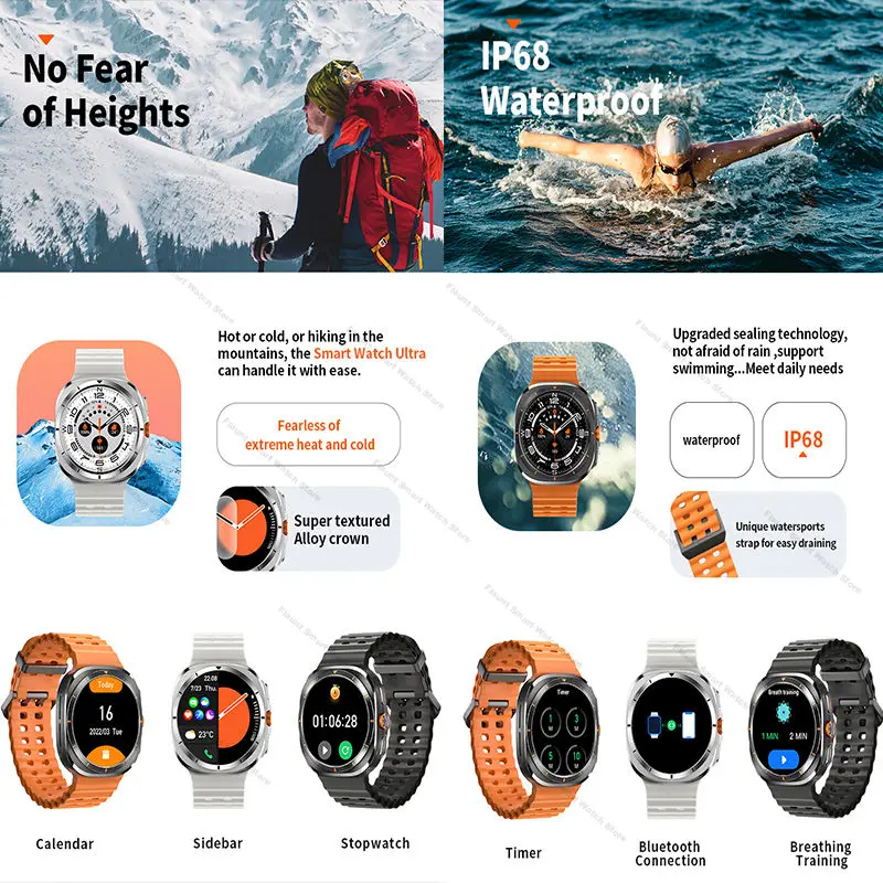 Smartwatch 2025 ساعة أصلية رسمية الترا 8 47 مللي متر HD AMOLED ChatGPT GPS NFC البوصلة بلوتوث دعوة IP68 مقاوم للماء ساعة الرجال