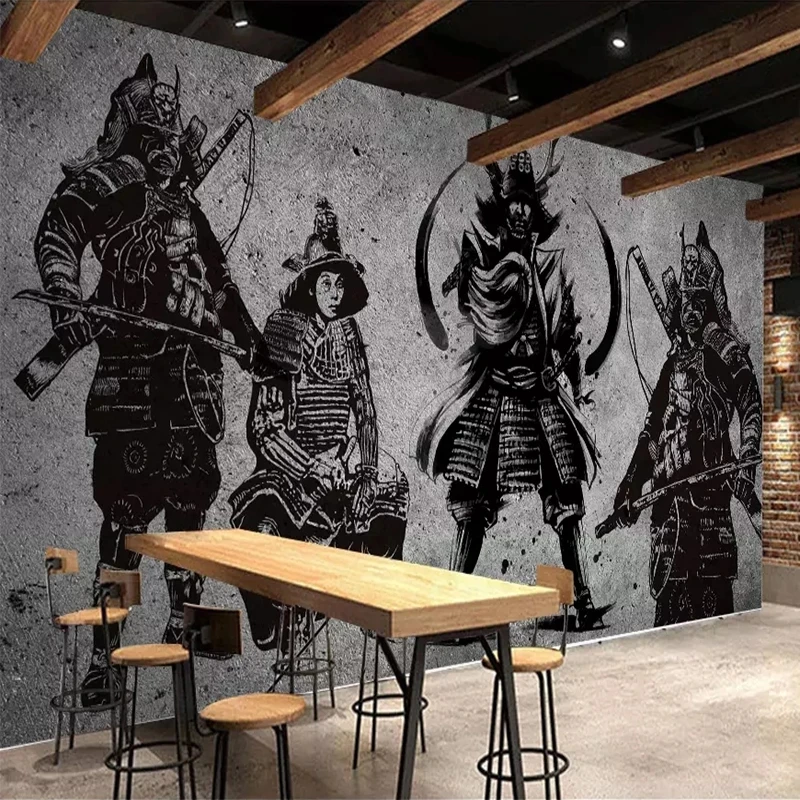 Custom Mural Wallpaper 3D Japanese Samurai Cement Wall Creative Art Restaurant Cafe Living room sofa TV background wall bedroom