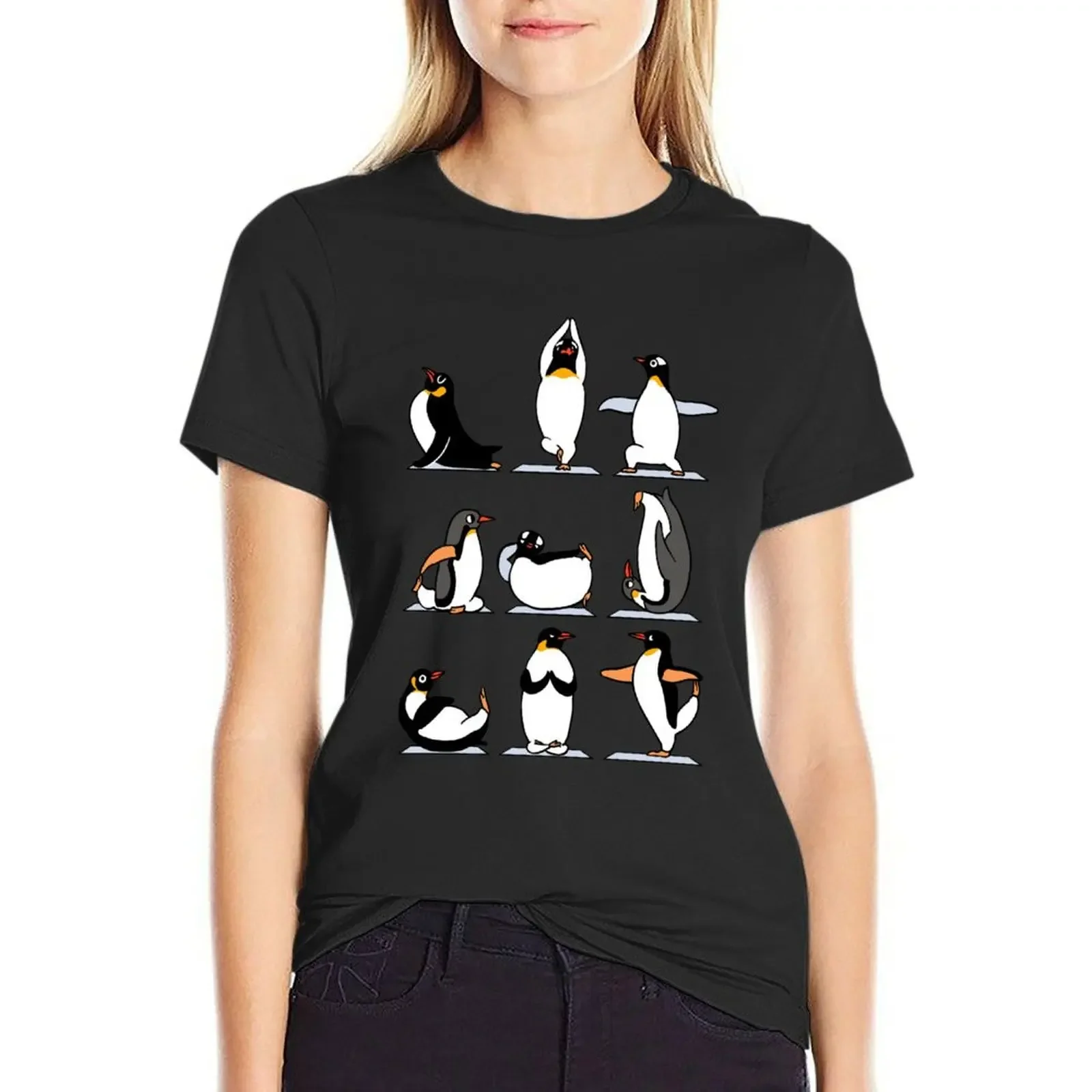 

Penguin Yoga T-Shirt funnys Female clothing cute tops plus size t shirts for Women loose fit