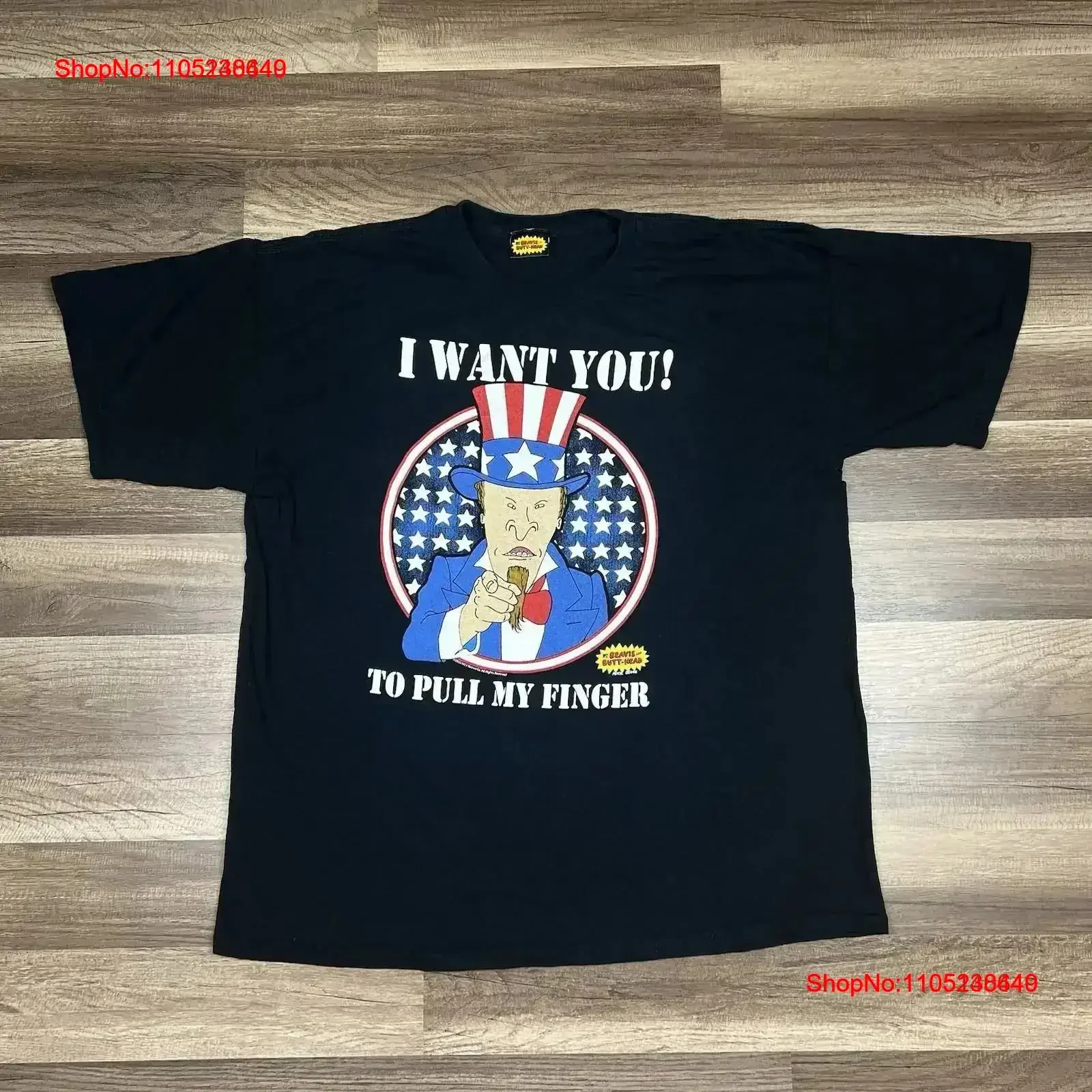 MTV Beavis Butthead I Want You To Pull My Finger Uncle Sam Comedy T Shirt Sz XL vintage Washed streetwear Soft homme vintage