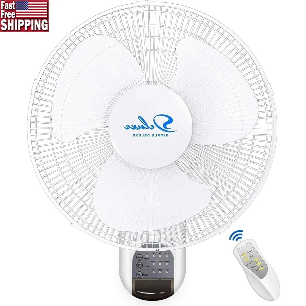 مروحة متأرجحة مثبتة على الحائط مقاس 16 بوصة، مروحة كهربائية بثلاث سرعات، تدفق هواء ديناميكي، توفير المساحة، حل تبريد هادئ للمكتب المنزلي