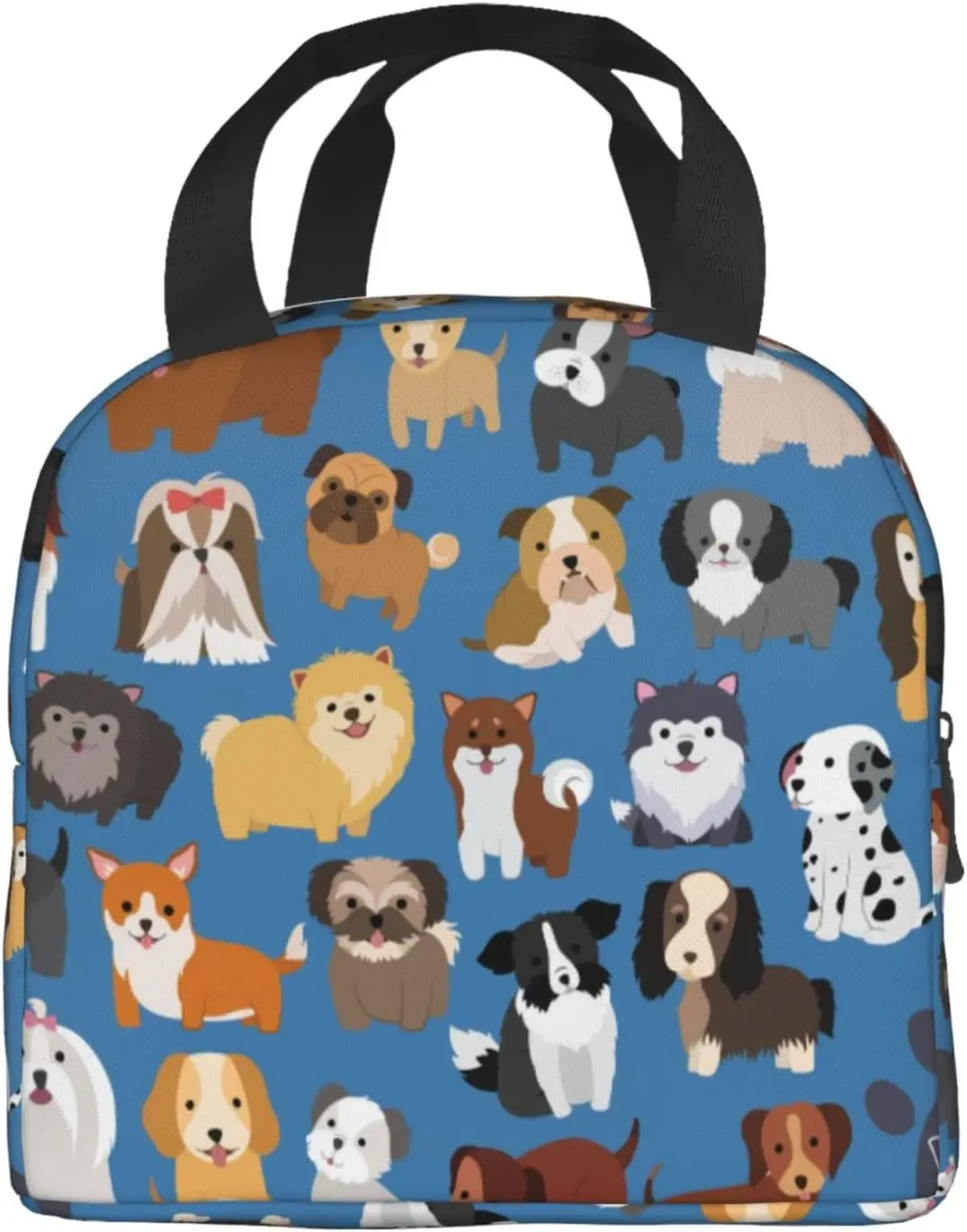 Cute Dog Puppy Insulated Lunch Bag for Men Women Reusable Lunch Box Container Waterproof Portable Cooler Thermal Tote Bag