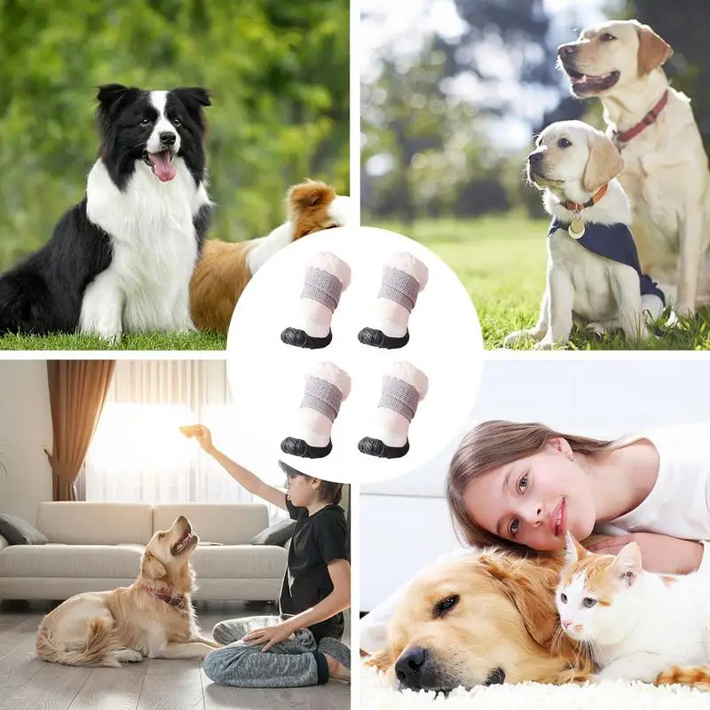 4Pcs/Set Anti Skid Puppy Shoes Waterproof Winter Warm Pet Dogs Rain Snow Boots Thick Warm Pet Dog Boots For Cold Weather