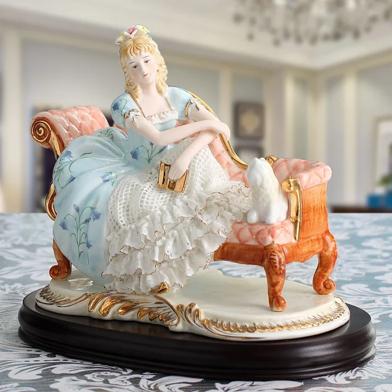 Porcelain Puppet Ceramic Handicraft European Beauty  Lace Porcelain Porcelain Handicraft European Beauty Figurines Miniatures