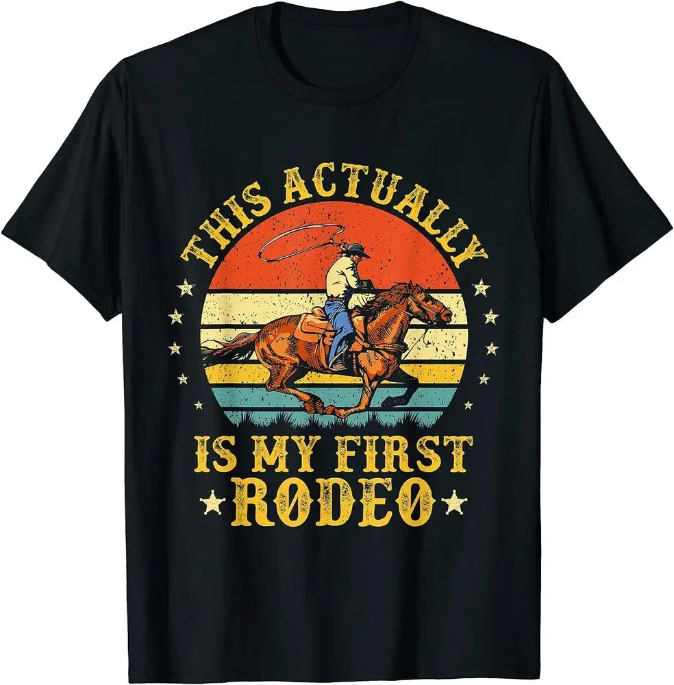 This Actually Is My First Rodeo Country Life Howdy Vintage T-Shirt  Tees Cotton Luxury brand vintage oversized