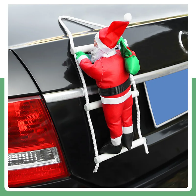 Christmas Car Decoration Rear Roof Santa Claus Climbing Ladder Universal