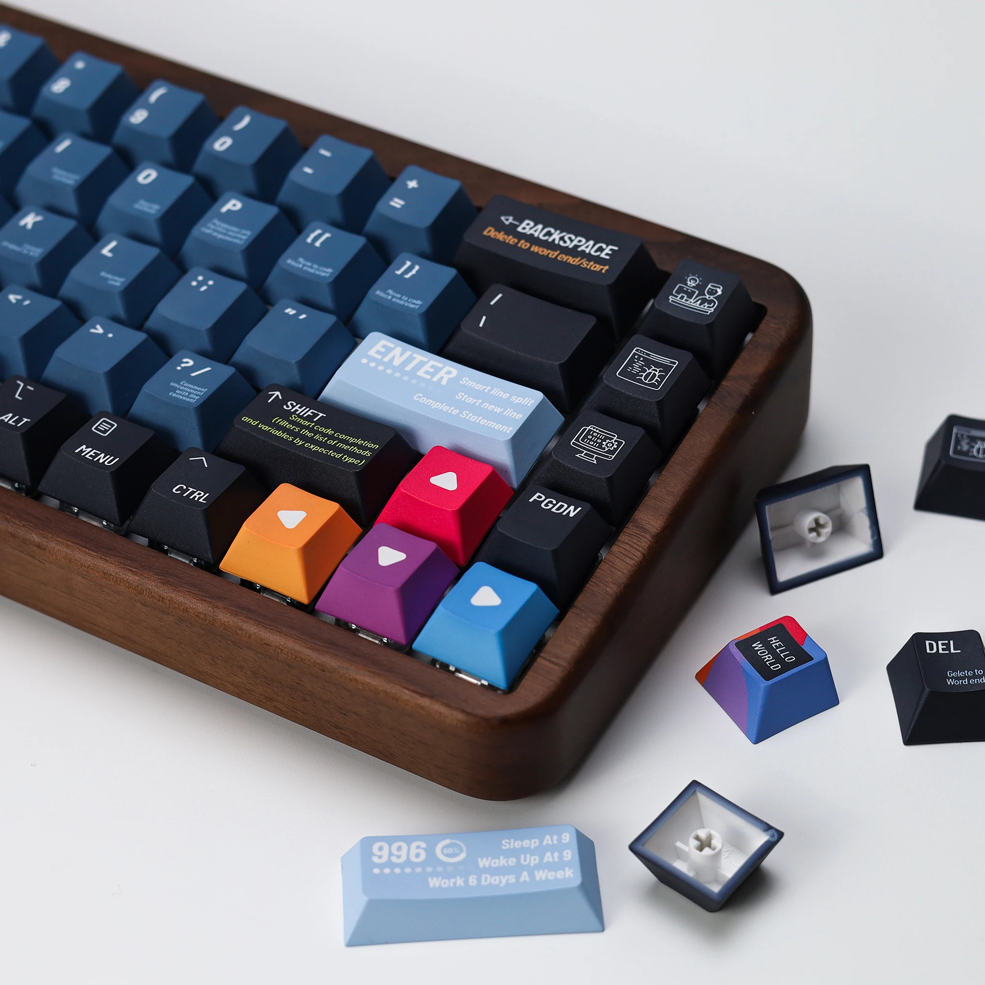 KBDiy 143 Keys Programmer Keycaps PBT Retro Cherry Profile Alice ISO Keycap For 60 Gaming Magnetic Wooting Mechanical Keyboard