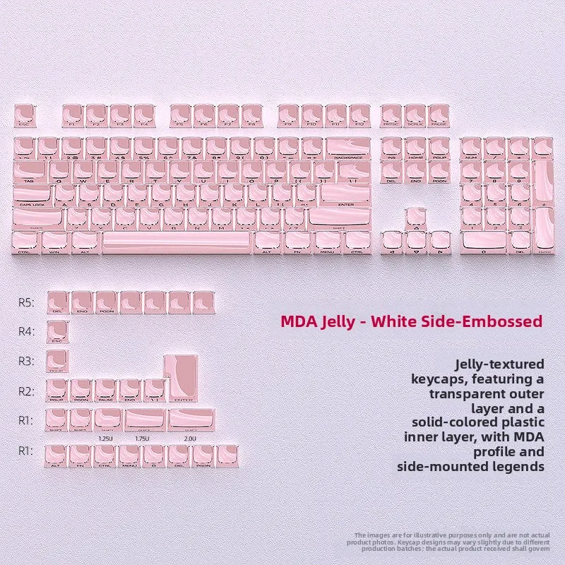 Jelly Double-layer Transparent Pc Keycap Mda Height Side Engraved Transparent Woting E-sports Mechanical Keyboard Keycap