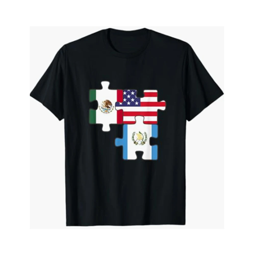 Flagnshow 100% Cotton  Mexico Guatemala the USA Flags T shirts