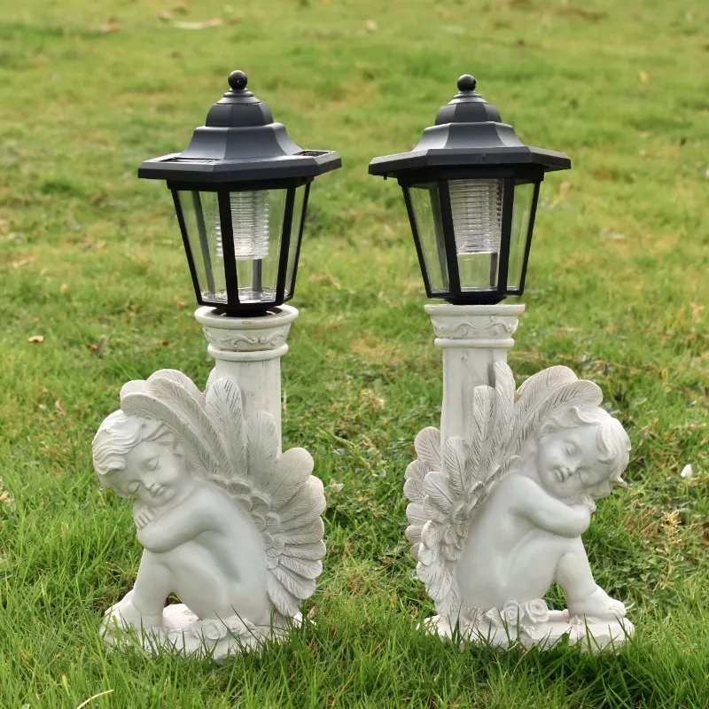 ​​​​​​​Angel Cupid Solar Powered Outdoor Garden Light Waterproof Lawn Decor Statue for Yard Pathway Romantic Artistic Craft Gift