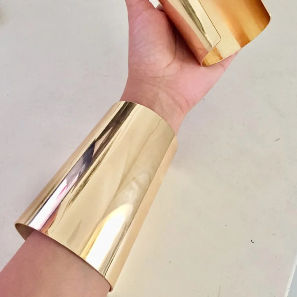 

Golden Bracelet for Women Men Wide Metal Armlet Armband Fashion Accessory Gift Shiny Unique Design Stand Out