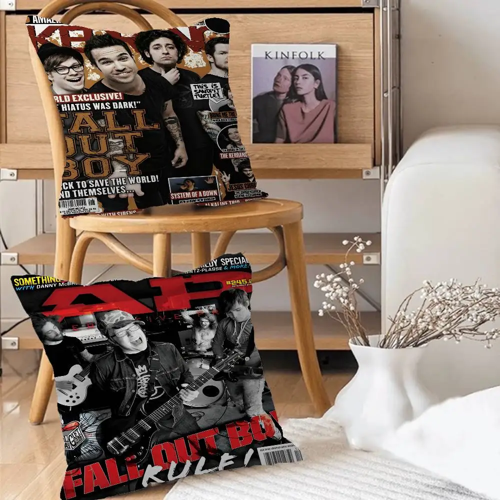 روك باند F-الخريف O-Out Boy أنيمي صورة شخصية نص المنزل وسائد للديكور الهدايا المنزلية 45x45 سنتيمتر #2